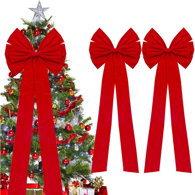 The Holiday Aisle® 2 Pack Christmas Bows Decoration Large 18”X35” Car ...